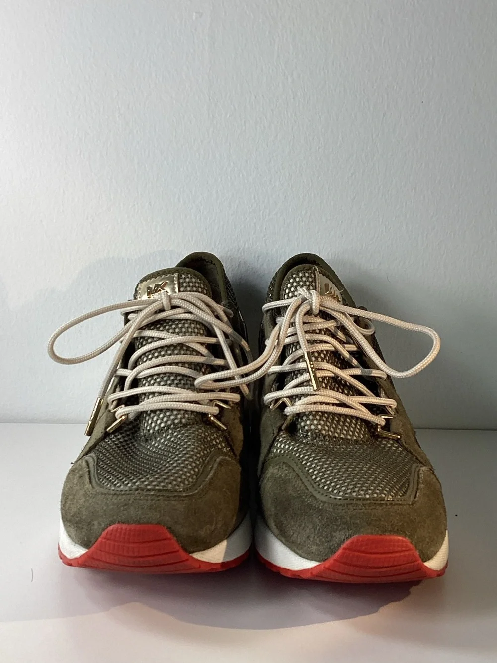 MICHAEL Michael Kors women’s Olive Green Sneakers with Red Soles